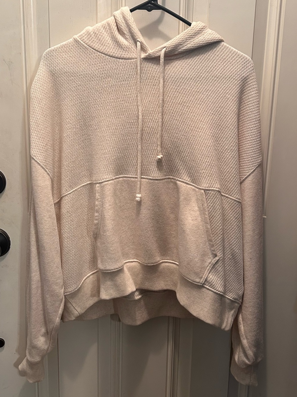 aerie Soft Cream Waffle Hooded Pullover